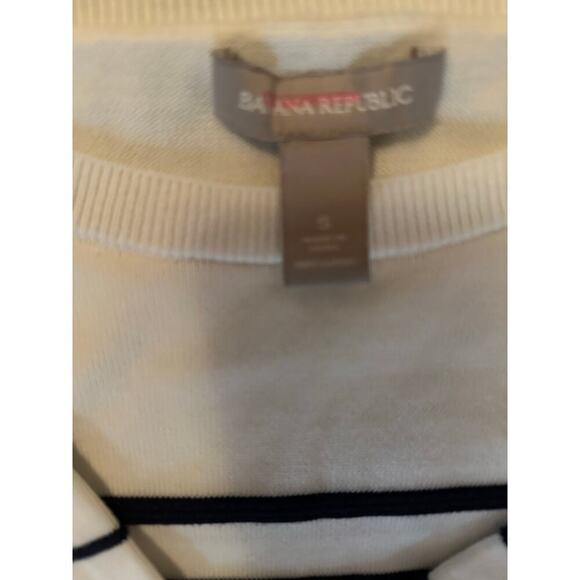 Banana Republic Women's White Blue Stripe Pattern cotton Sweater Size Small - Picture 3 of 8